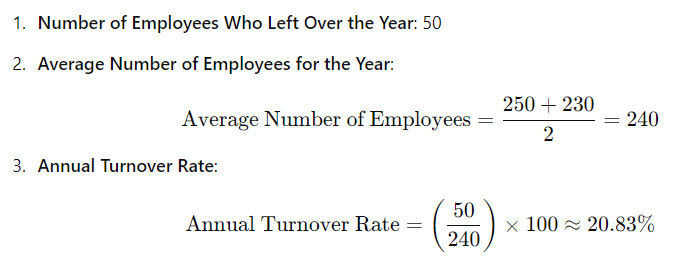 Apply the Annual Turnover Rate Formula example calculation