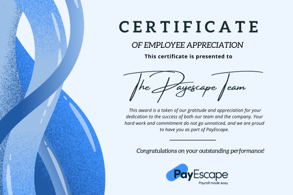 OF Employee Appreciation - certificate